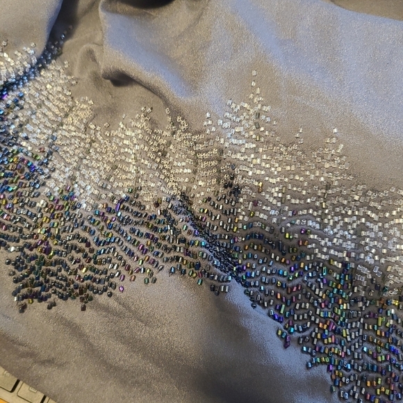 MM Couture by Miss Me Beaded Cocktail Dress Gray Size Small - Picture 3 of 5